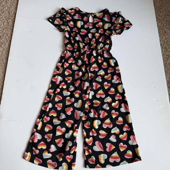 Picapino Rainbow Hearts Black One-Piece Romper Girls 4 - Picture 9 of 10